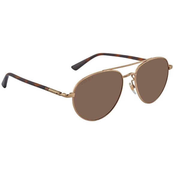 NEW Gucci Brown and Gold Aviator Men's Sunglasses - Picture 1 of 4